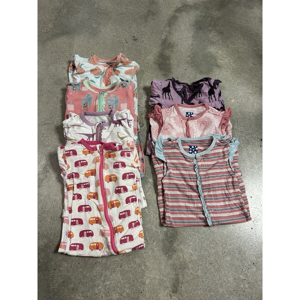 Kickee Pants Lot Footie Pajamas‎ PJs Baby Girls Size 6-12 M
